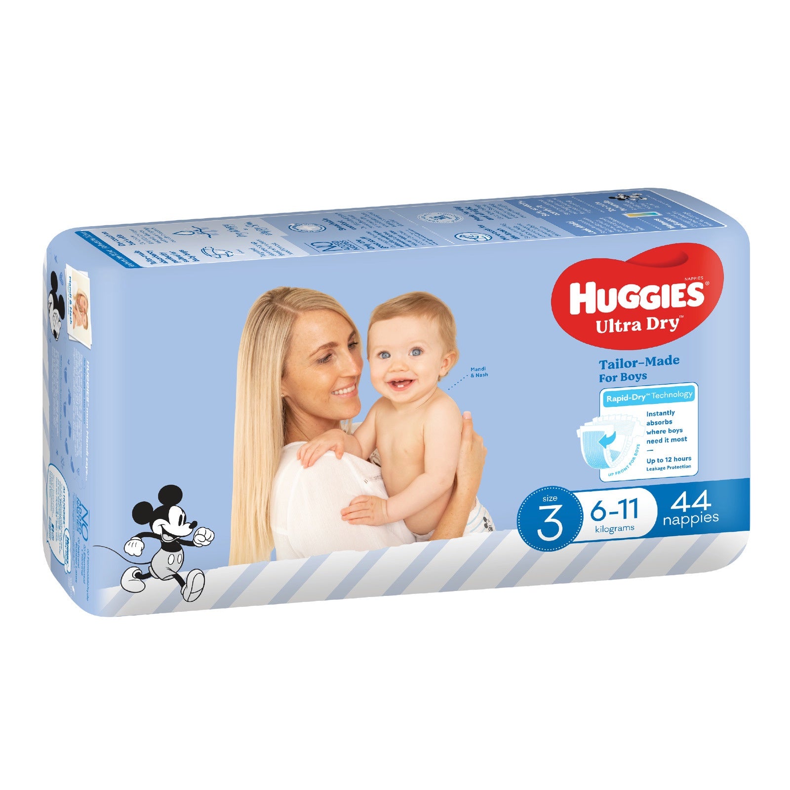 Huggies Ultra Dry Crawler Size 3 Boys Nappies 44pk