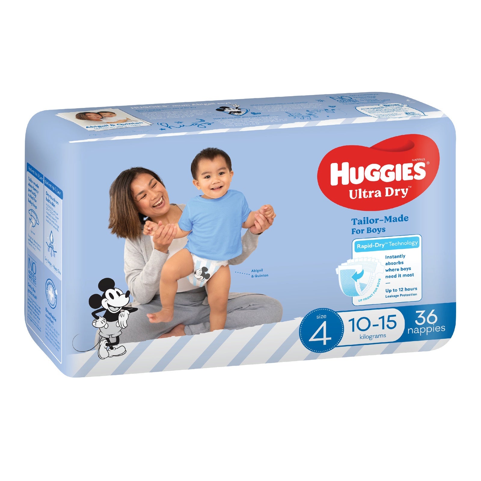 Huggies Ultra Dry Toddler Boy Size 4 Nappies 36pk