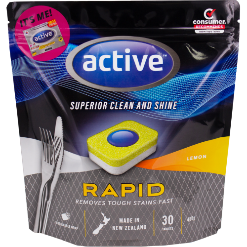 xx Active Rapid Lemon Dishwash Tablets 30pk