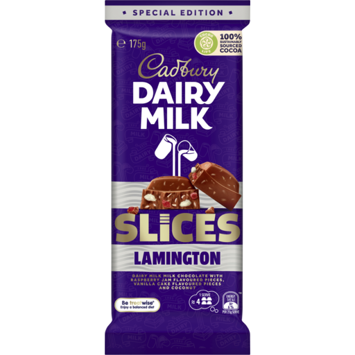 Cadbury Lamington Slices Chocolate Block 175g