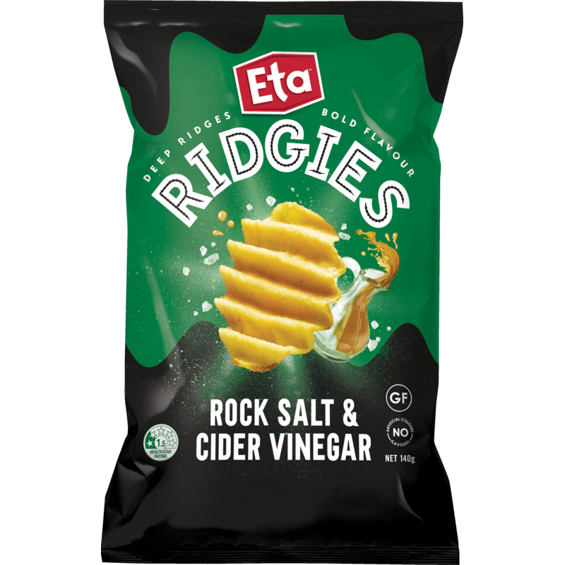 Eta Ridgies Rock Salt & Cider Vinegar Potato Chips 140g