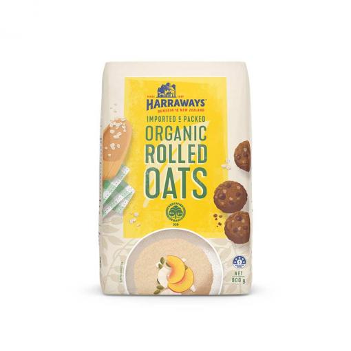 xx Harraways Organic Rolled Oats 800g