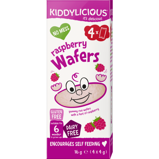 Kiddylicious Raspberry Mini Wafers 4pk 16g