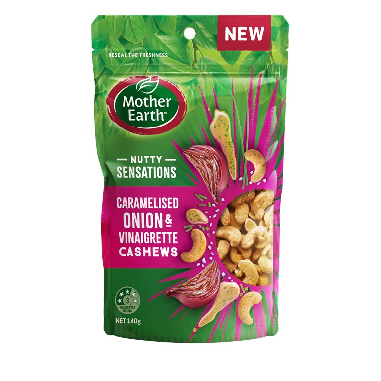 Mother Earth Nutty Sensations Caramelised Onion & Vinaigrette Cashews 140g