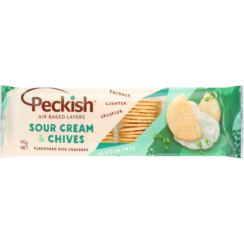 Peckish Sour Cream & Chives Rice Crackers 90g