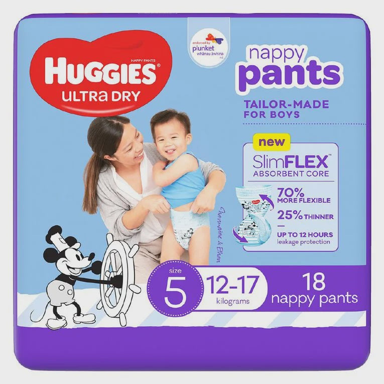 Huggies Ultra Dry Boy Size 5 Nappy Pants 18pk