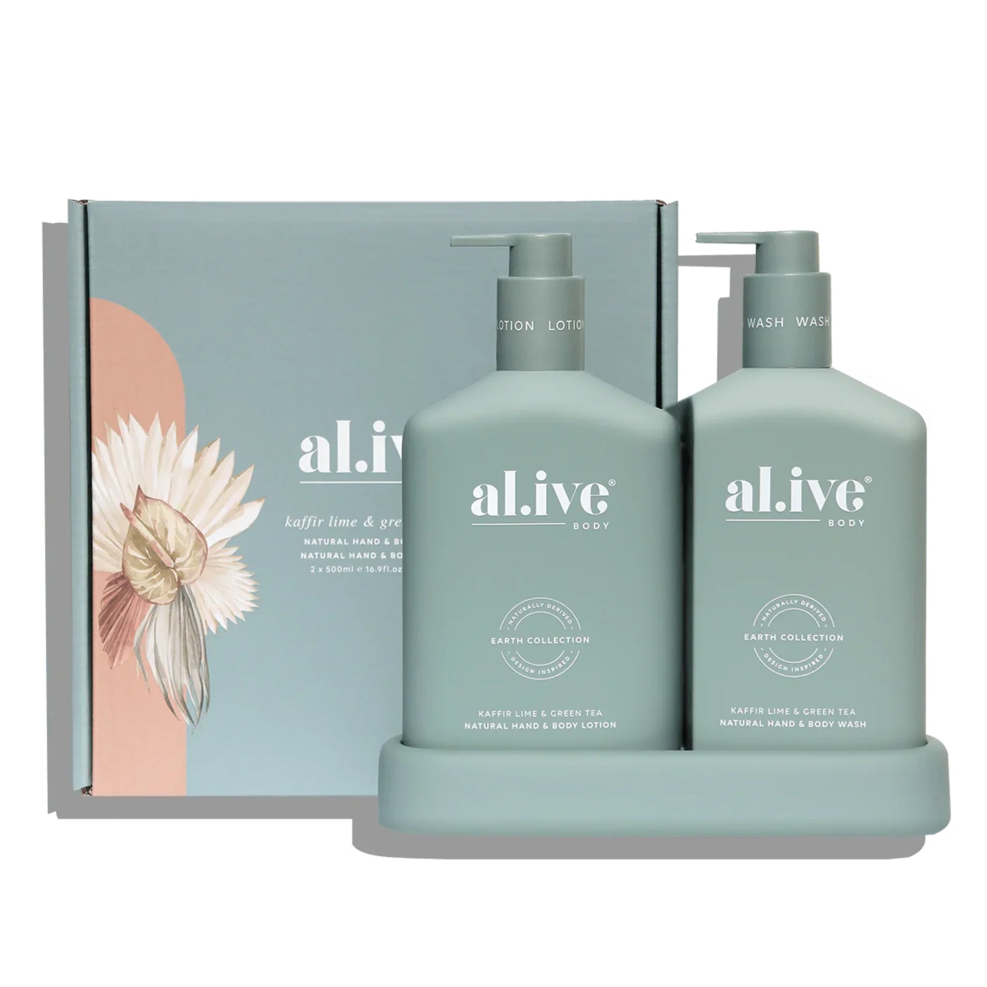 al.ive Wash & Lotion Duo + Tray - Kaffir Lime & Green Tea