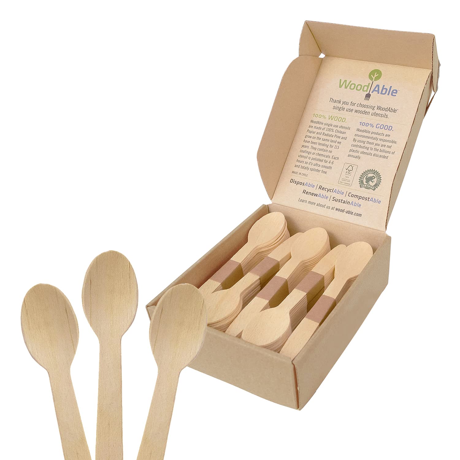 Gilmours Disposable Wooden Spoons 100pk