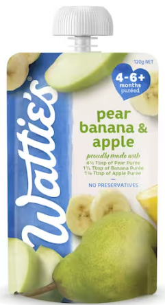 Watties Pear Banana & Apple Baby Food Pouch 120g