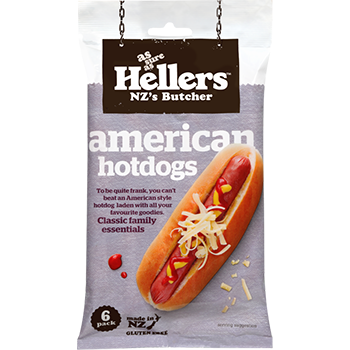 Hellers American Style Hotdogs Frankfurters  6pk