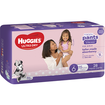 Huggies  Ultra Dry Junior Girl Size 6 Nappy Pants 28pk