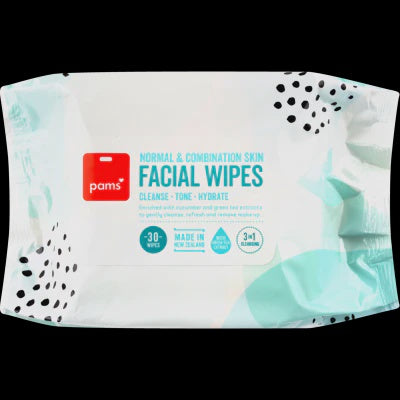 Pams Facial Wipes Normal & Combination Skin 30 pk