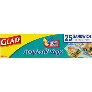 Glad Snaplock Sandwich Bags 25pk 18cm x 17cm