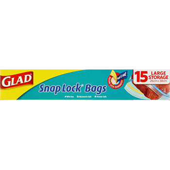 Glad Snaplock Large Storage Bags 15pk 26cm x 38cm