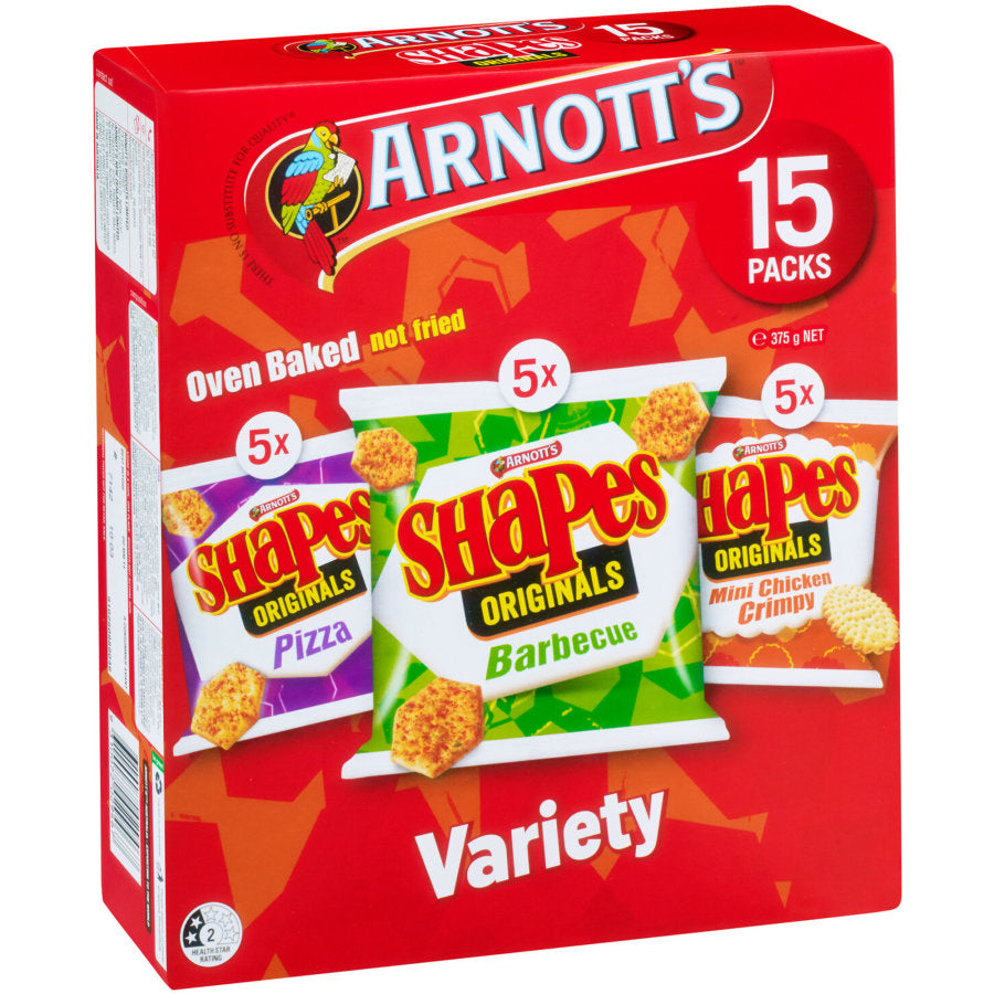 Arnotts Shapes Variety Crackers 15pk 375g