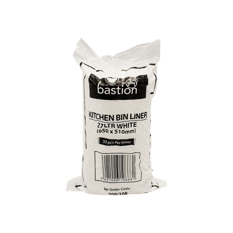 Bastion Kitchen Tidy Bags White 27L 50pk