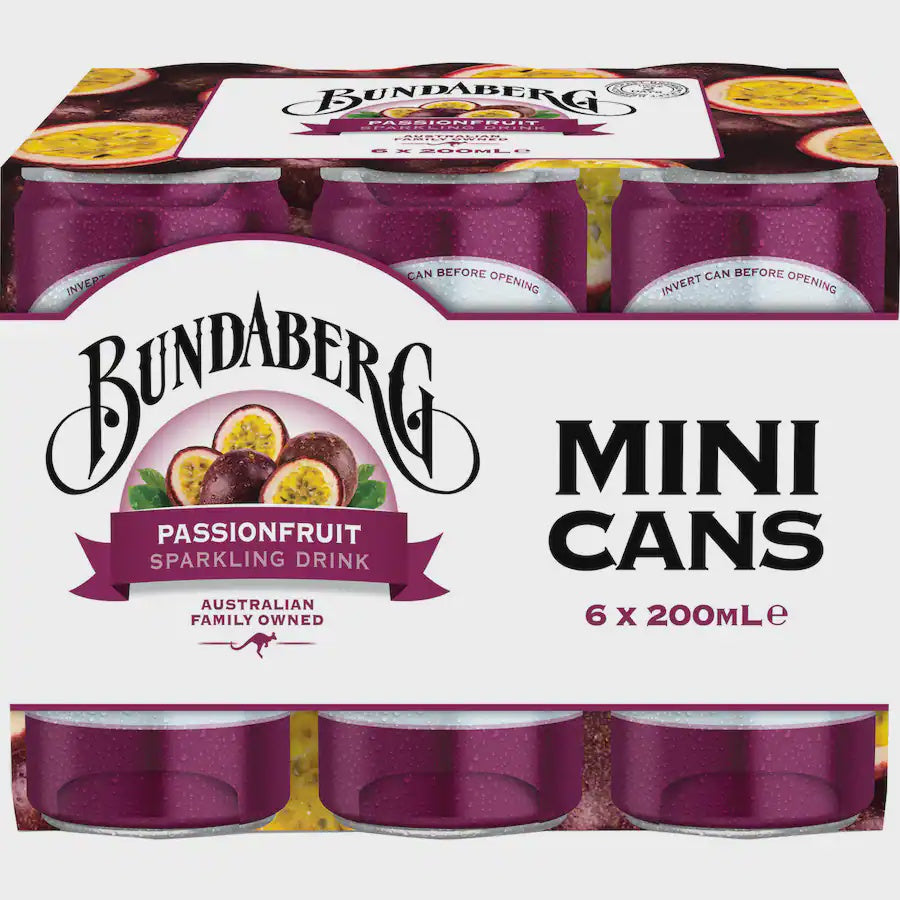 Bundaberg Passionfruit Sparkling Drink Mini Cans 6pk x 200ml