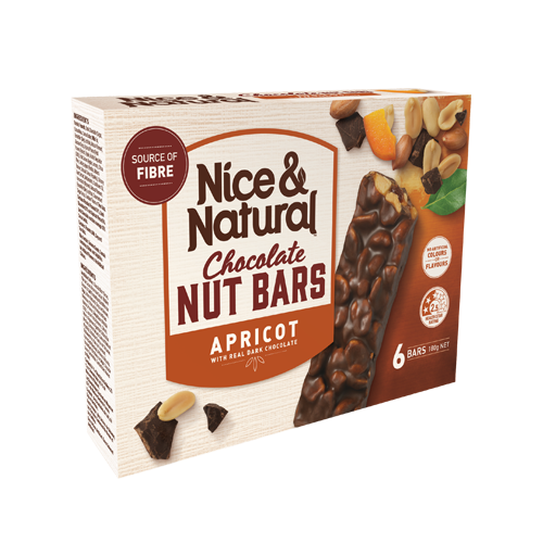 xx Nice & Natural Nut Bars Chocolate Apricot 192g