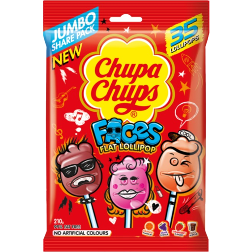 Chupa Chups Faces Flat Lollipops 35pk 210g