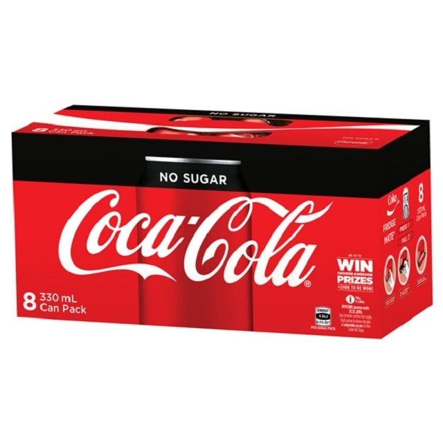 Coca Cola Zero Sugar Soft Drink Cans 8pk x 330ml