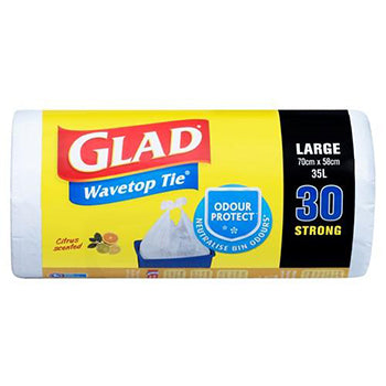 Glad Wavetop Tie Bin Liner Large 30pk 51cm x 65cm