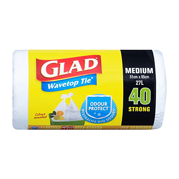 Glad Wavetop Tie Bin Liners Medium 40pk 21cm x 65cm