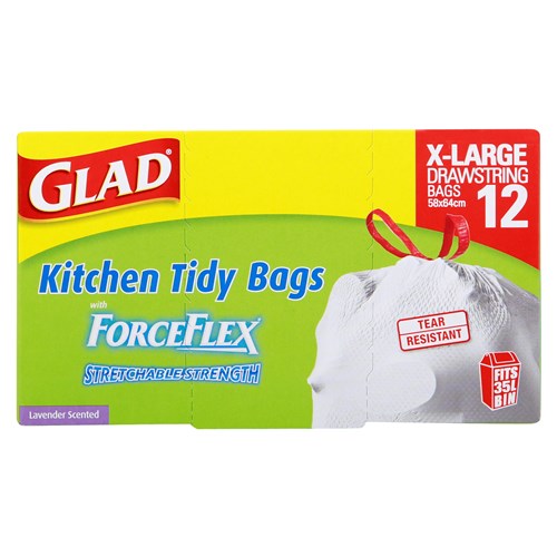 Glad Drawstring Kitchen Tidy Bags X Large 12pk 58cm x 64cm