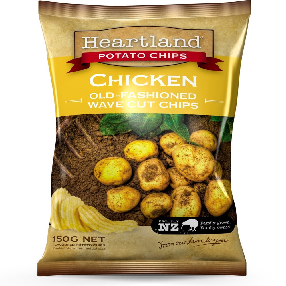 Heartland Chicken Old Fashioned Wave Cut Potato Chips 150g