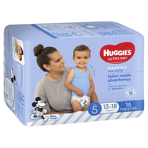 Huggies Ultra Dry Walker Boy Size 5 Nappies 16pk