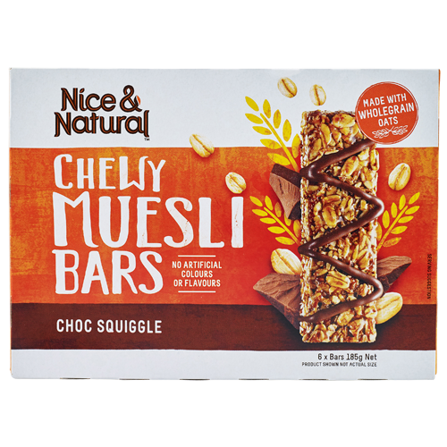 Nice & Natural  Choc Squiggle Chewy Muesli Bars 185g