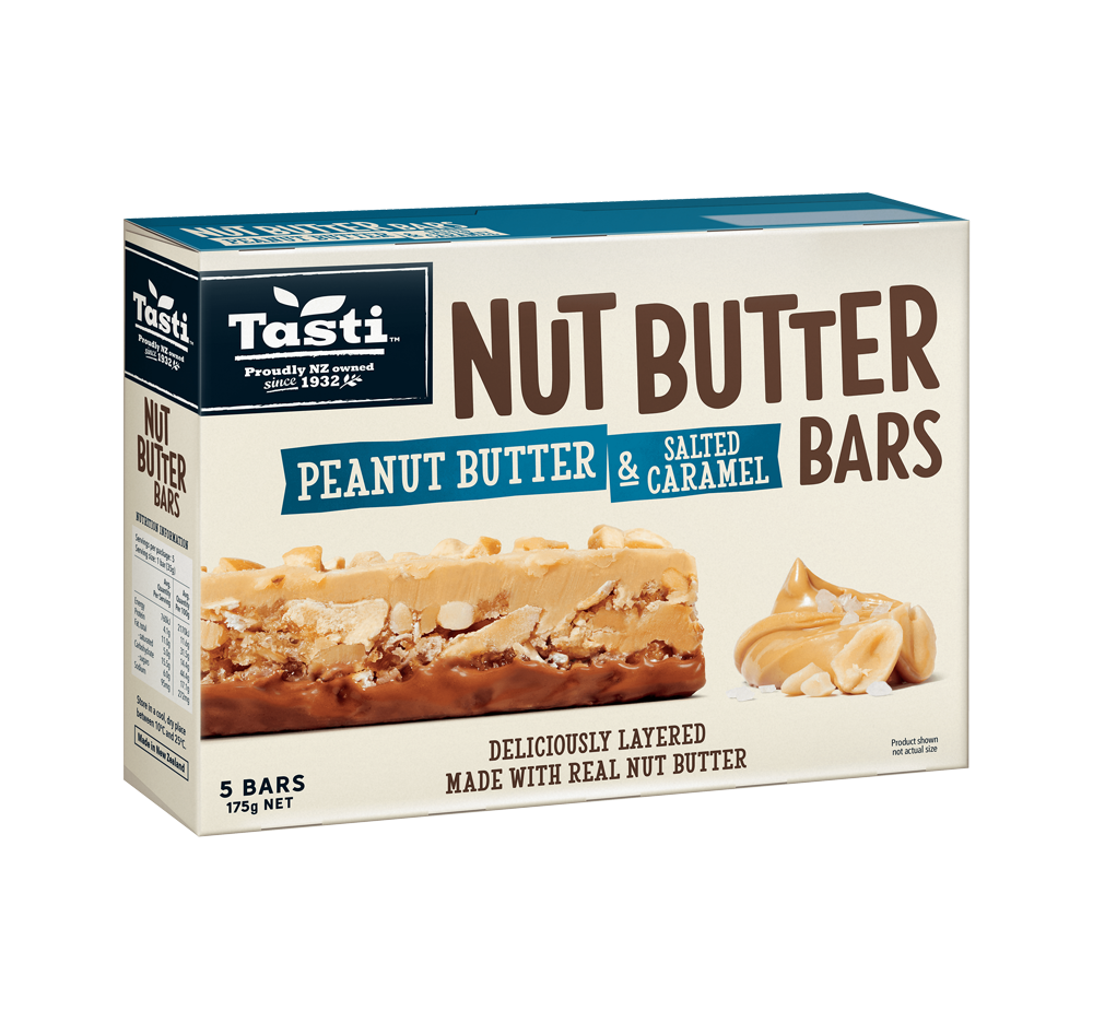 xx Nice & Natural Peanut Butter & Salted Caramel Nut Butter Bars 5pk 175g