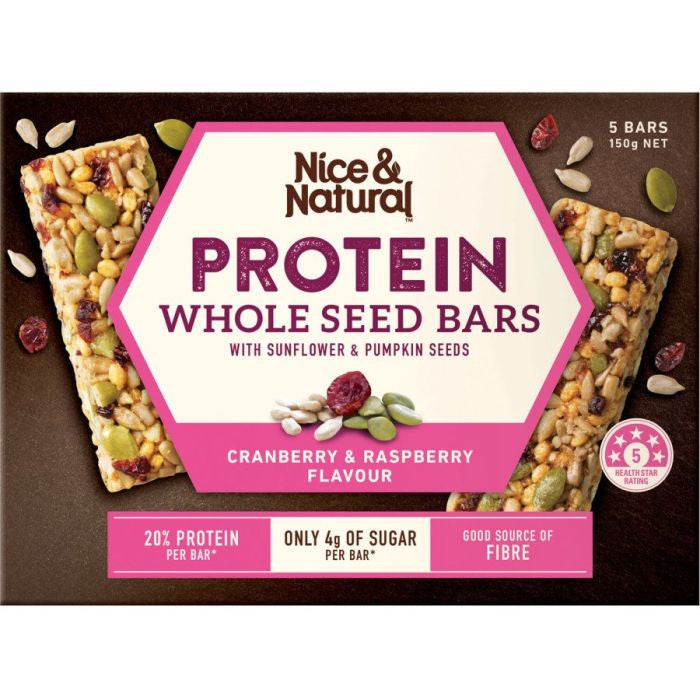 Nice & Natural Whole Seed Cranberry & Raspberry Protein Bars 5pk 150g