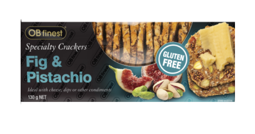 OB Finest Fig & Pistachio Gluten Free Specialty Crackers 130g