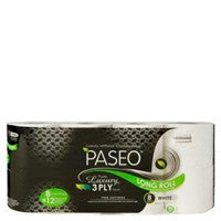 Paseo Pure Luxury Long Roll Toilet Paper 3ply 8pk