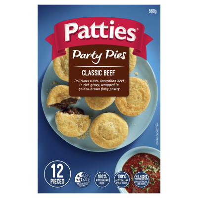 Patties Classic Beef Party Pies 12pk 560g