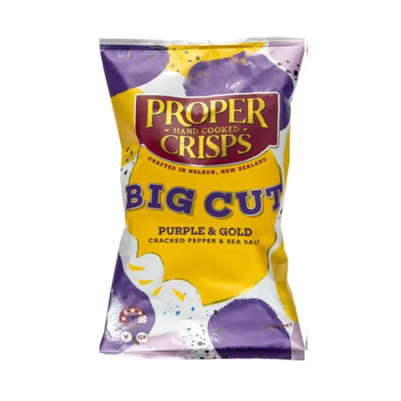 Proper Crisps Big Cut Purple & Gold Cracked Pepper & Sea Salt Potato Chips 140g