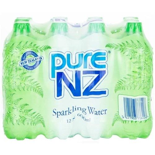 Pure NZ Sparkling Water 12pk 600ml - PALLET CODE