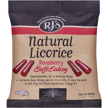 RJs Soft Eating Raspberry Licorice 300g