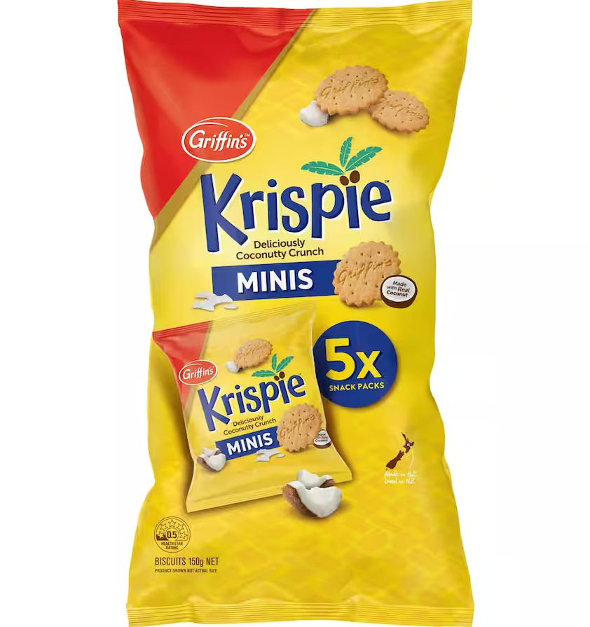 Griffins Minis Krispie Biscuits Snack Pack 5pk 150g