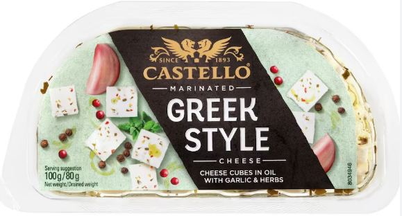 Castello Marinated Greek Style Cheese Cubes In Oil With Garlic & Herbs 100g