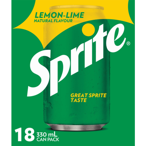 Sprite Lemon Lime Soft Drink Cans 18pk x 330ml