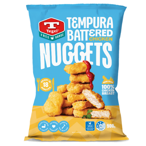 Tegel Frozen Free Range Tempura Battered Chicken Nuggets 900g