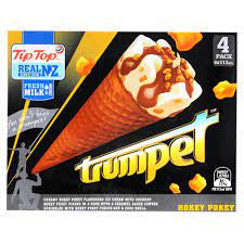 Tip Top Trumpet Hokey Pokey Ice Cream On Cone 4pk x 110ml