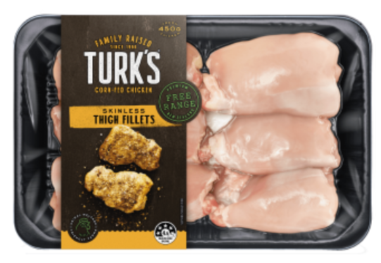 Turks Free Range Chicken Thigh Fillets 450g