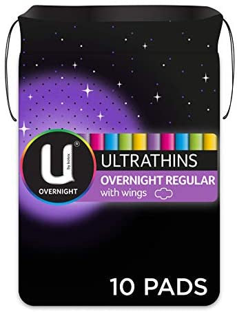 U by Kotex Ultrathins Overnight Regular Pads With Wings 10pk