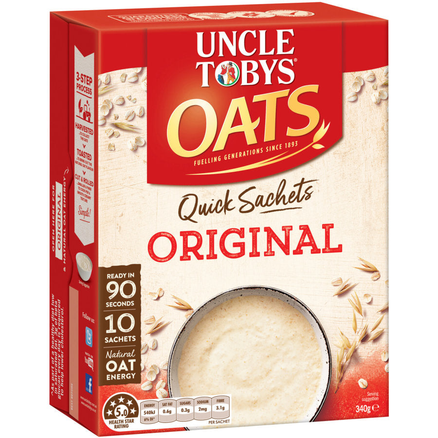 Uncle Tobys Oats Original 10pk 340g