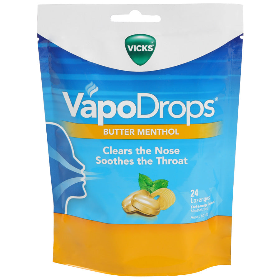 Vicks Butter Menthol Vapodrops Menthol Lozenges 24pk