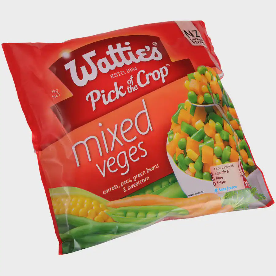 Watties Frozen Mixed Vegetables Carrots, Peas, Beans & Corn 1kg