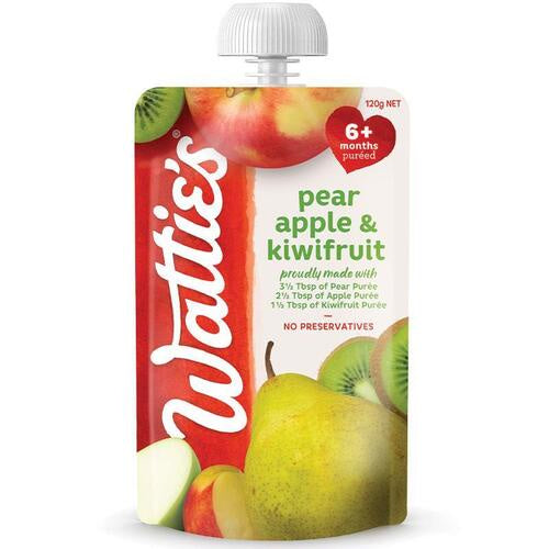 Watties Pear Apple & Kiwi Fruit Baby Food Pouch 120g