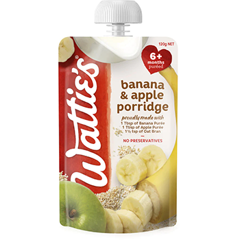 Watties Banana & Apple Porridge Baby Food Pouch 120g